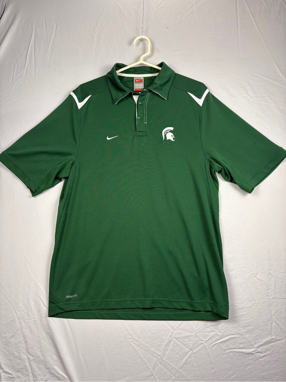 Michigan State Spartans Shirt Polo Mens Small Green Dri-Fit NCAA Golf Nike